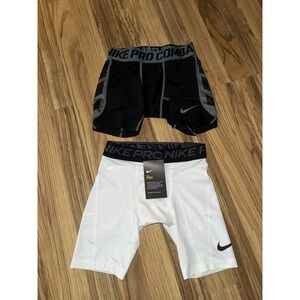 Nike Pro Boy's Sz‎ S Small Training Compression Dri-fit Shorts Lot White Black